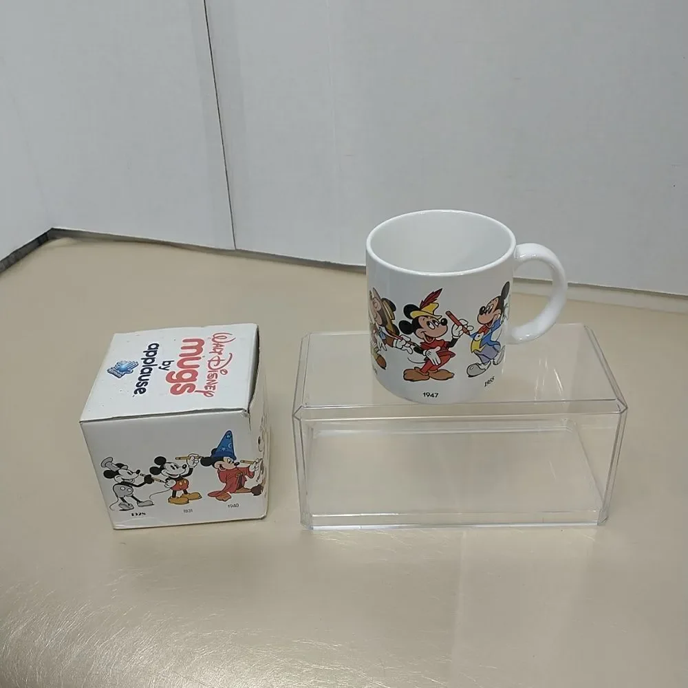 Disney 1986 Mickey Mouse 1928 to 1955 Coffee Mug Applause Japan Apx 3 x 3.25.